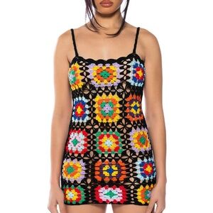 AKIRA Multicolor Crochet Dress